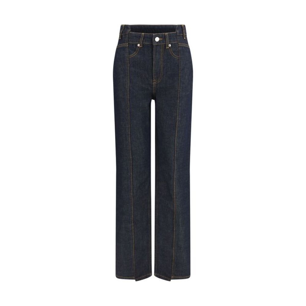 Ganni Blue Cotton Straight-Leg Women's Jeans